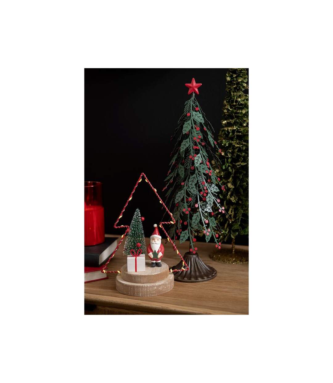 Paris Prix - Sapin De Noël à Poser feuilles 40cm Vert & Rouge