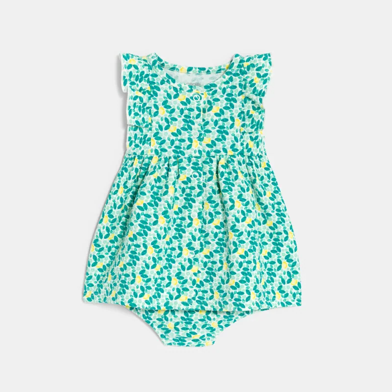 Robe coton fantaisie citrons bleu bébé fille Bleu