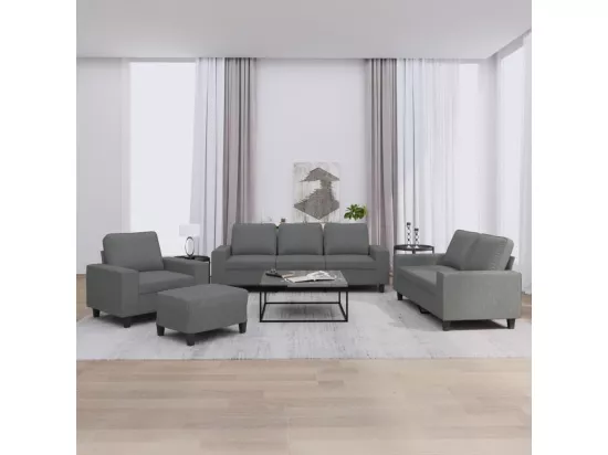 Ensemble de canapés 4 pièces gris foncé tissu