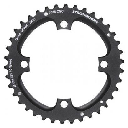 PLATEAU VTT 4BRA D.104 POUR SRAM XO FILETE 10V. STRONGLIGHT DOUBLE 38DTS EXTERIEUR NOIR - EPAISSEUR 5mm FILETE 10V.