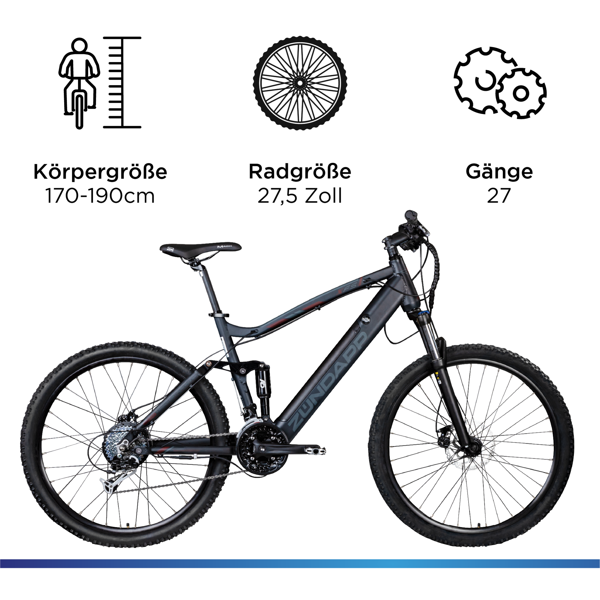 Zündapp XFS E-Mountainbike für Damen und Herren ab 170 cm E Bike 27,5 Zoll EMTB Fully