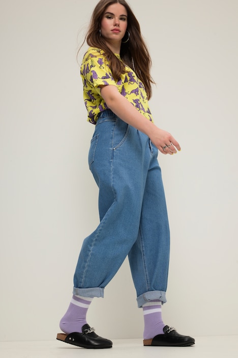 Ballon-Jeans, Wide Fit, Stretchdenim, 5-Pocket, Elastikbund