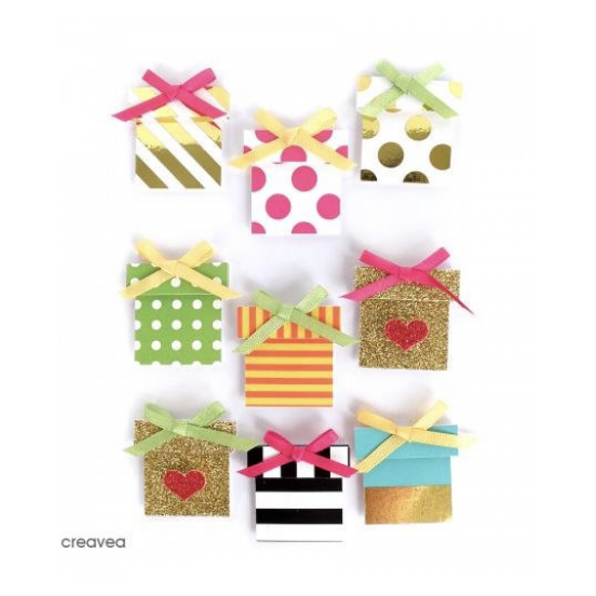 Stickers 3d cadeau - 9 autocollants