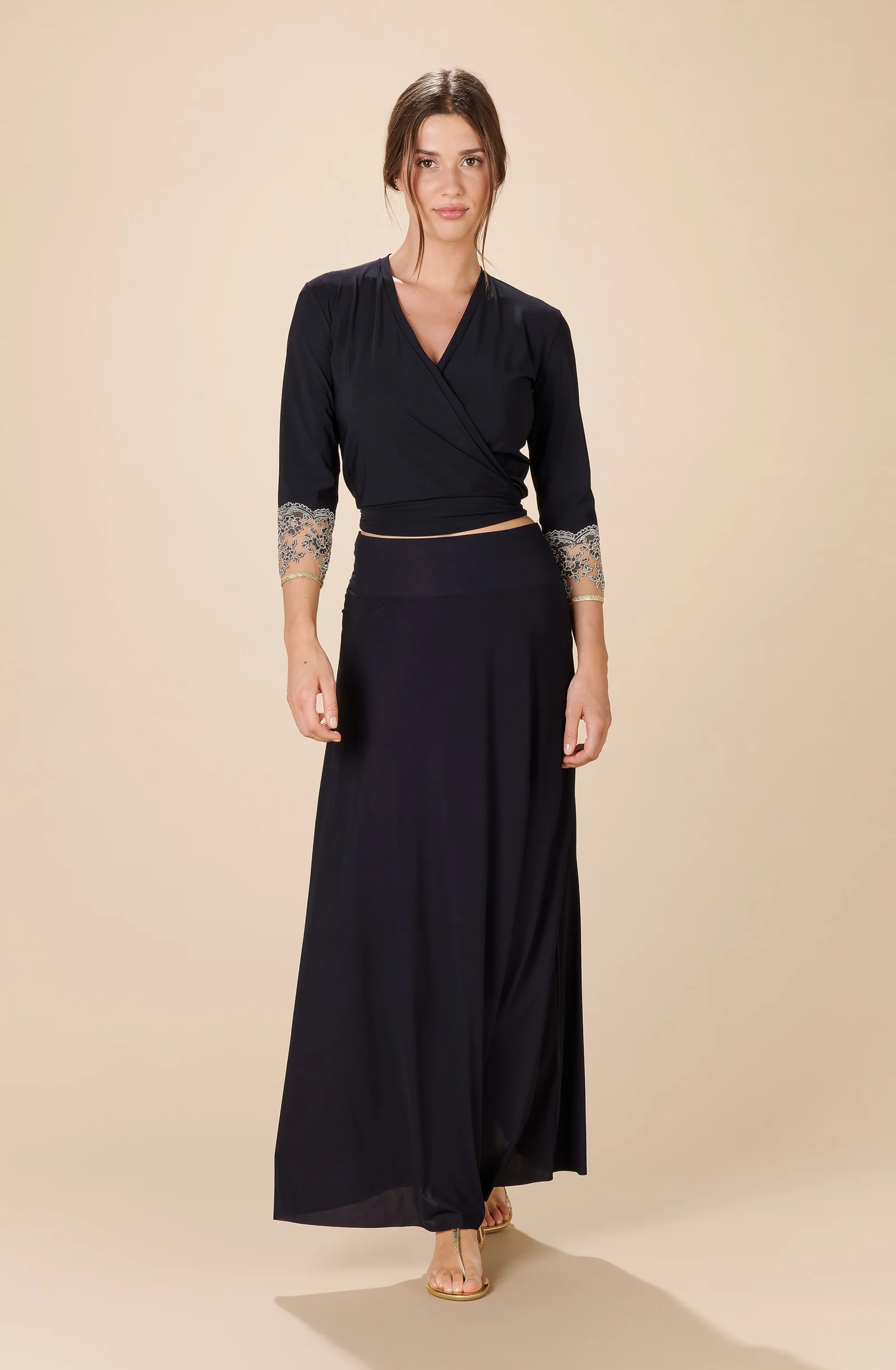 tally Cache-cœur manches longues broderie marine Noir