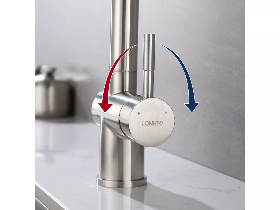 Mitigeur Cuisine avec Douchette Extractible Robinet d'évier à Deux Jets Robinetterie Cuisine en Acier Brossé Pivotant 360°,Barboteur Démotable