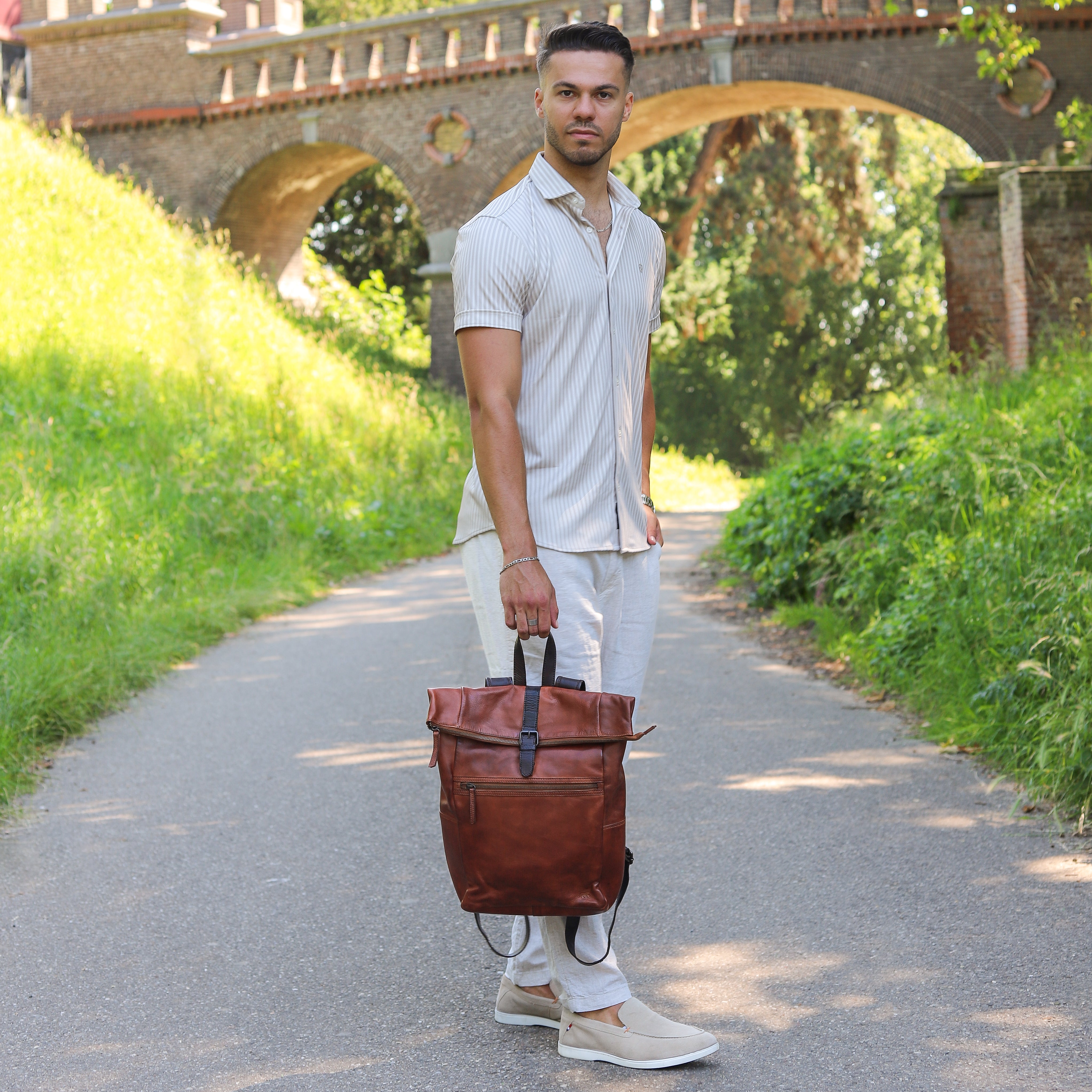 Rugzak 'Rick' cognac/bruin Donkerbruin/cognac/bruin