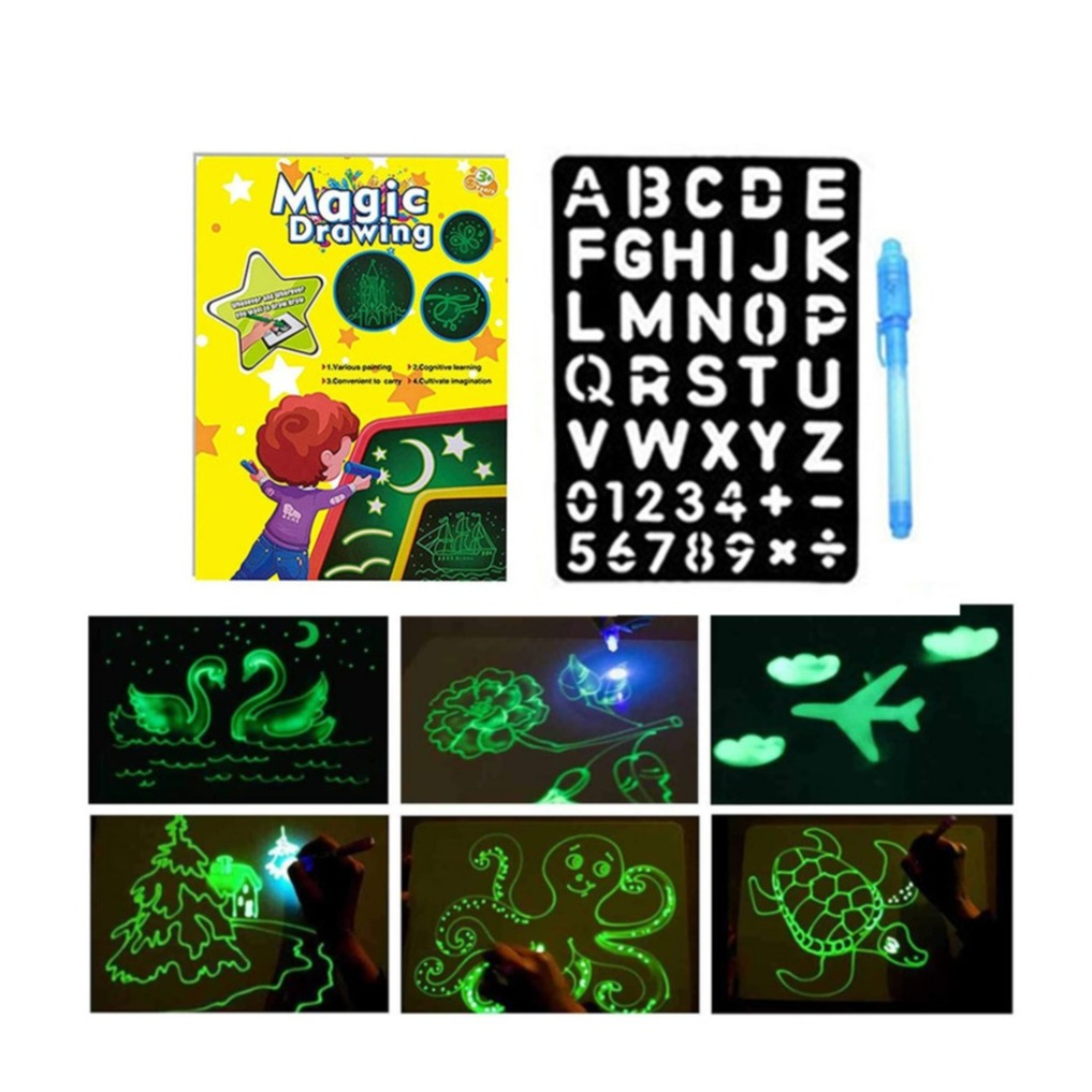 (21x29.7cm) Magische Maltafel Kinder Spielzeug Fluoreszierende Zauber Zeichnungs Tafel Zeichenbrett - Weiss