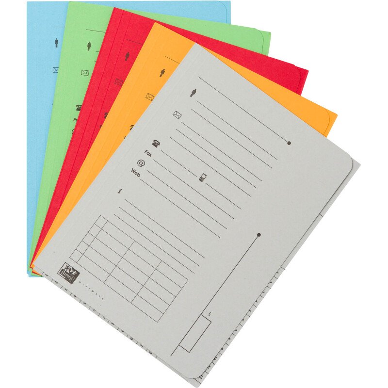 Chemise index OXFORD 23,5 x 31,5 cm couleurs assorties vives  - Paquet de 25