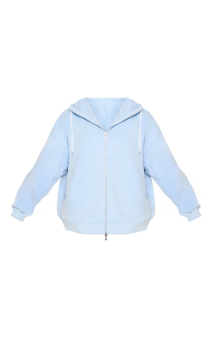 Bleu Clair Sweat À Casynthétiqueche Oversize Col Cheminée Double Zip