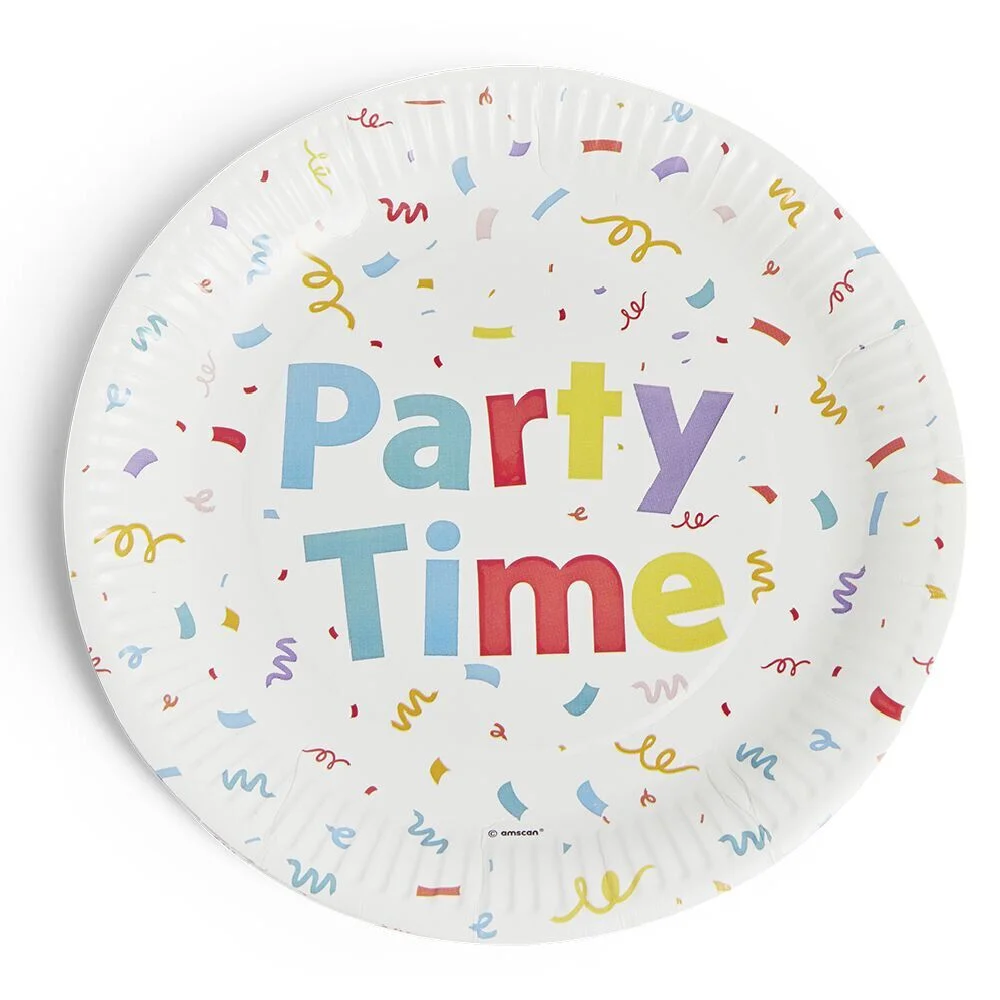 Lot de 8 assiettes Party Time carton Ø23cm