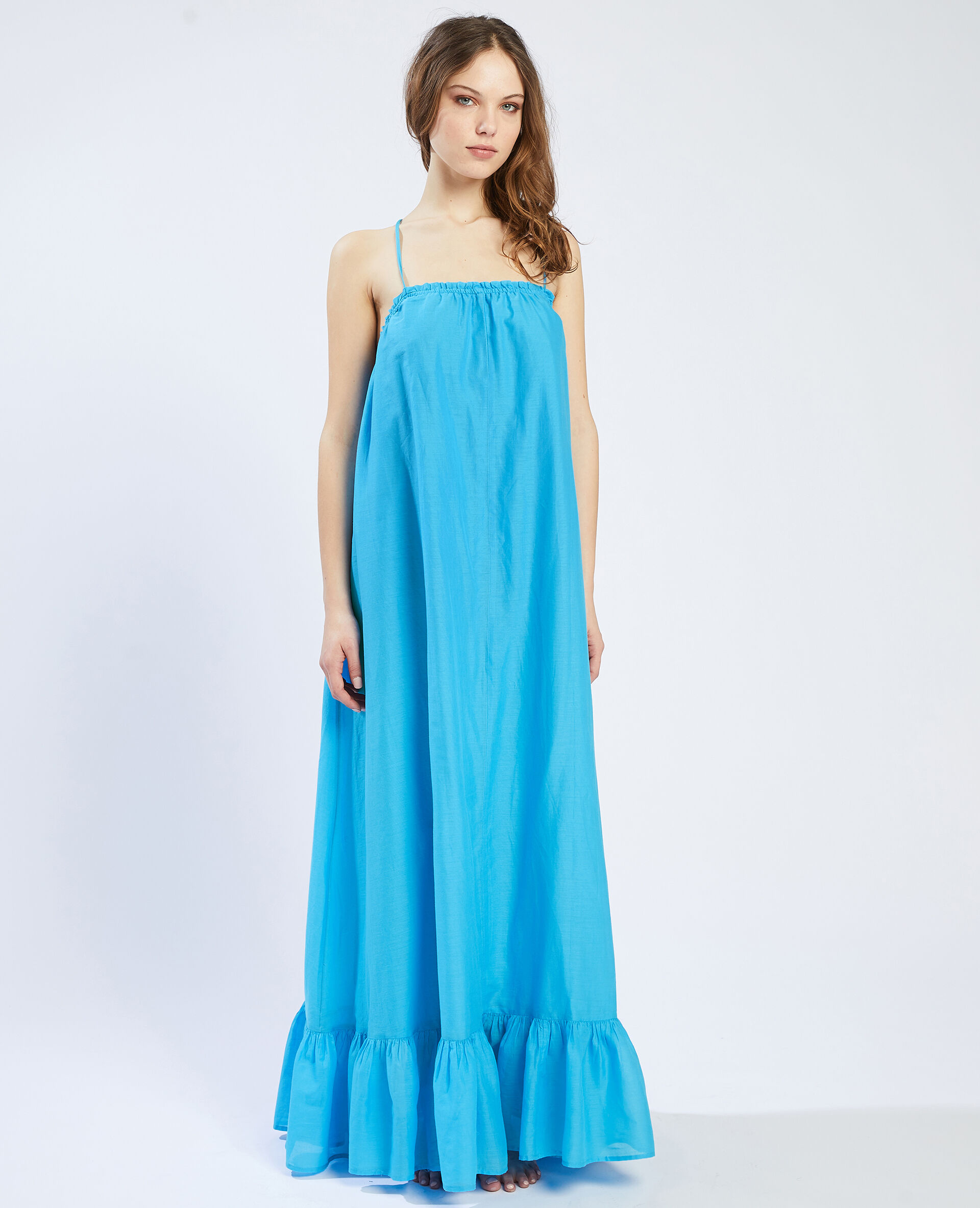 Robe longue à volants - Bleu
