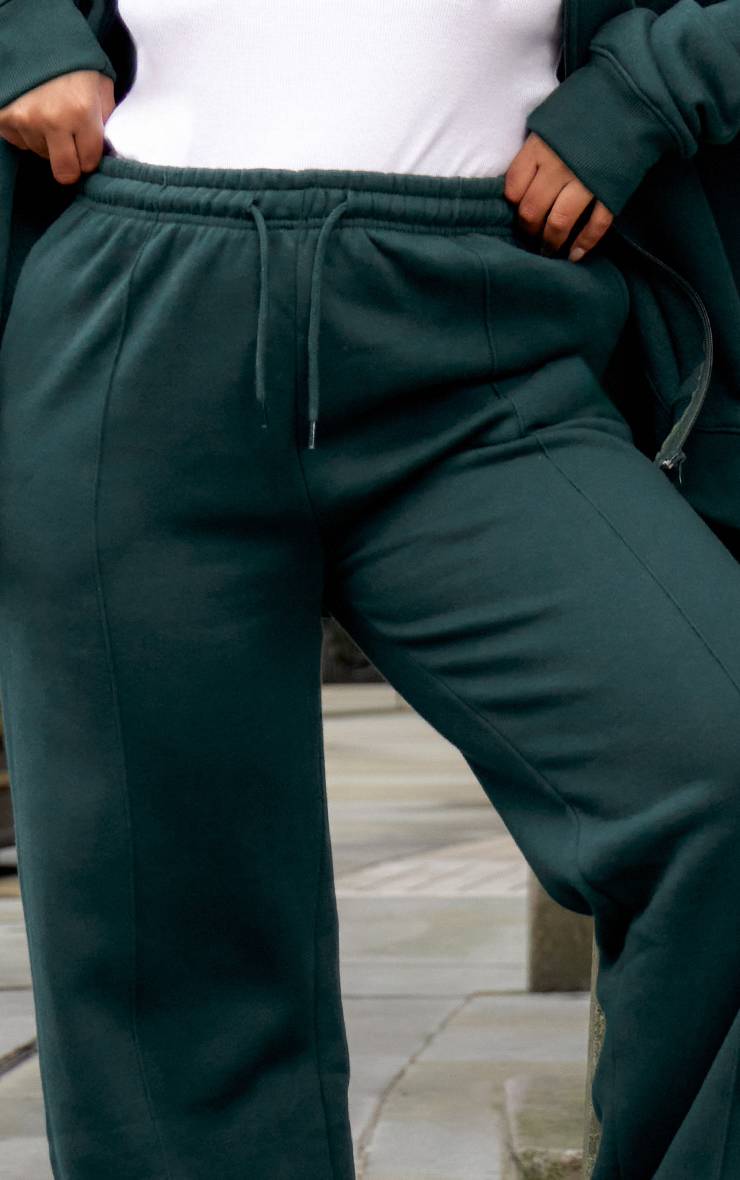 Forest Green Jogging Grande Taille Taille Mi-haute Jambe Droite Avec Détails De Coutures