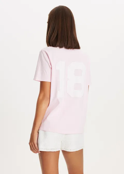 T-shirt met borduursel roze (ROS.L)