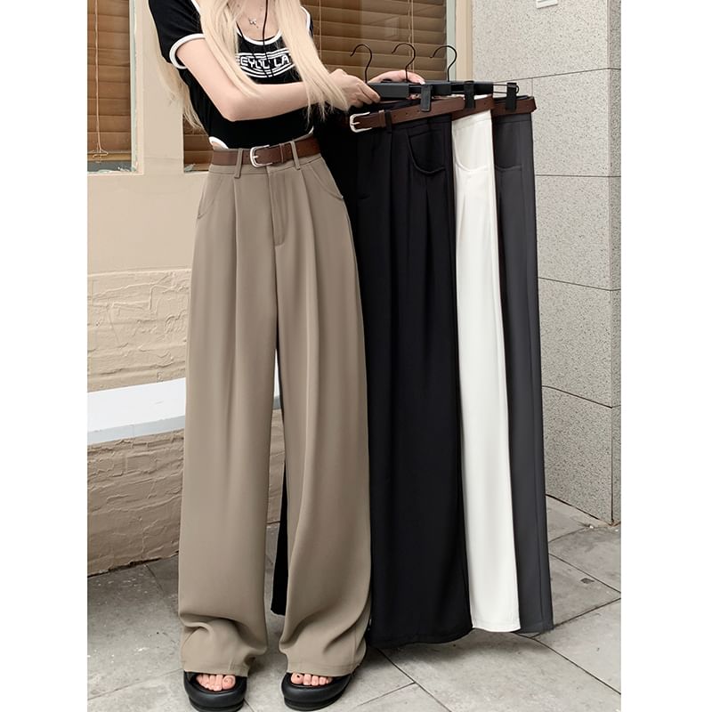 Gilmort - Hoge taille effen wijde broek