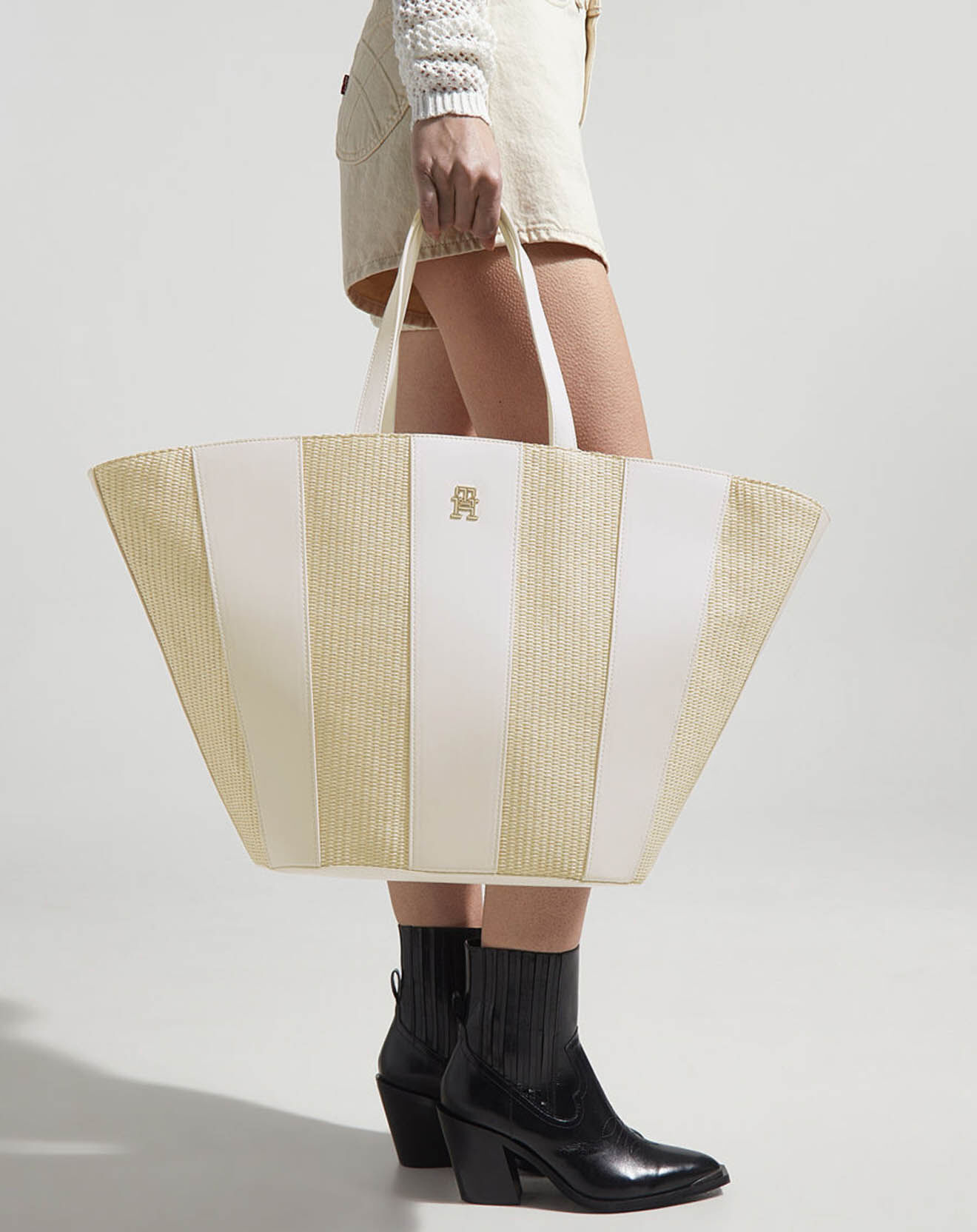 Tommy Hilfiger Sa cabas Summer beige/blanc - 34x61x14 cm