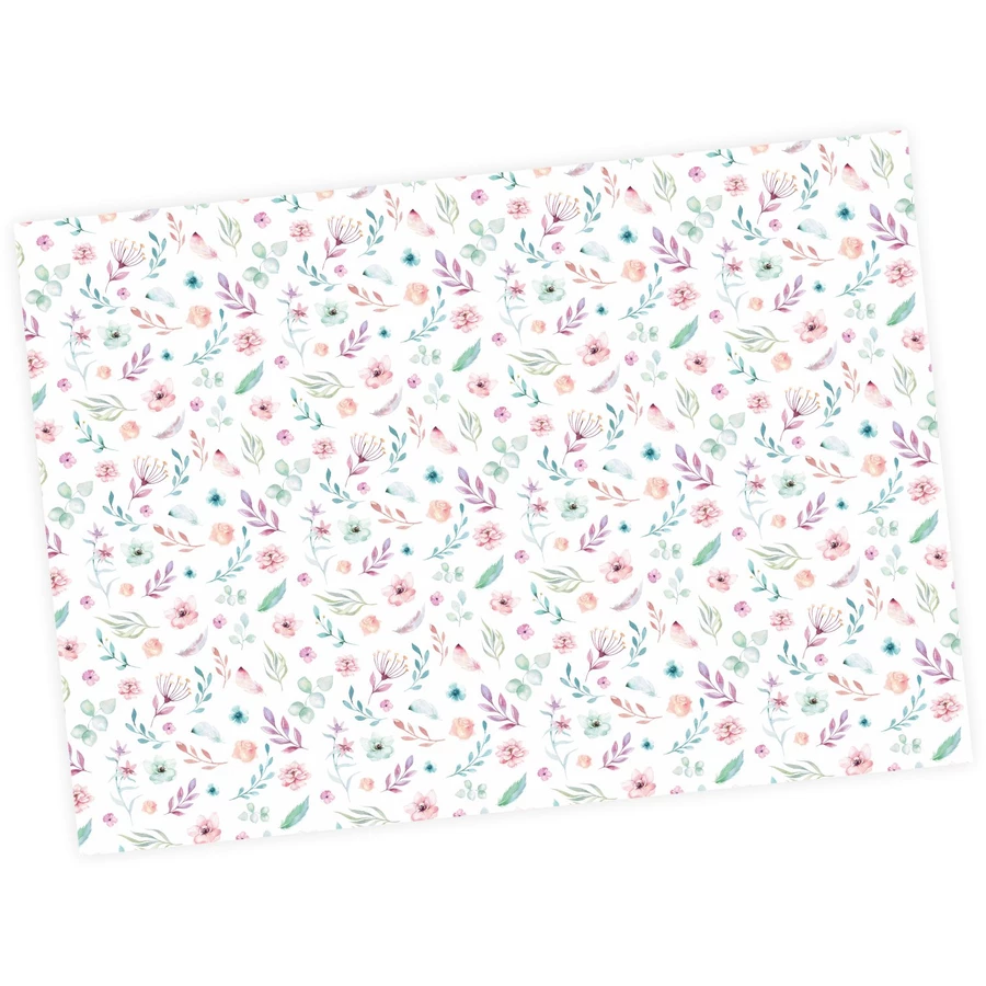 Nikima Geschenkpapier 5 Bögen BlumenFedern bunt Aquarell – 1,60€qm Größe: - 84,1 x 59,4 cm bunt