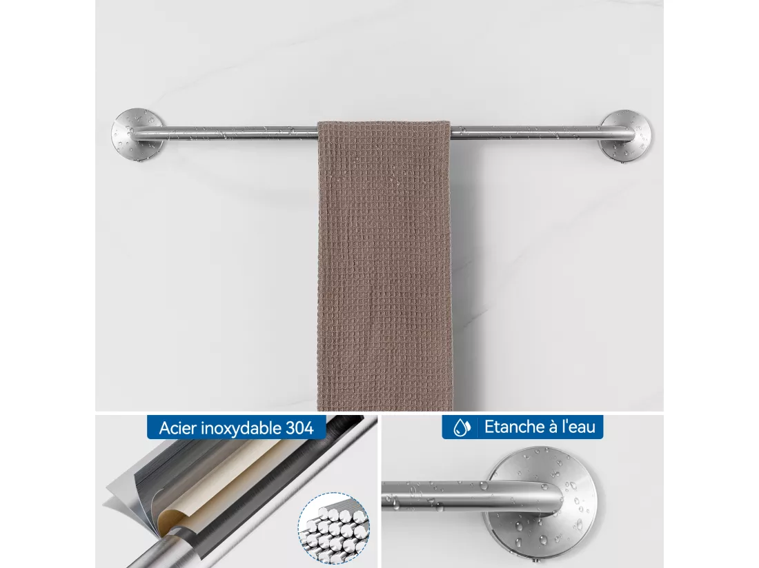 Auralummax Colonne Douche Thermostatique Hauteur Réglable 96-130cm,Pommeau Douche 30x30CM,Chromé+Ensemble Salle Bain Accessoire 6 Pièces,Inox,Brossé