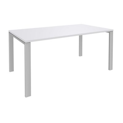 Bureau simple IRIS - L180 cm - Plan de départ - Pieds aluminium - plateau Blanc perle