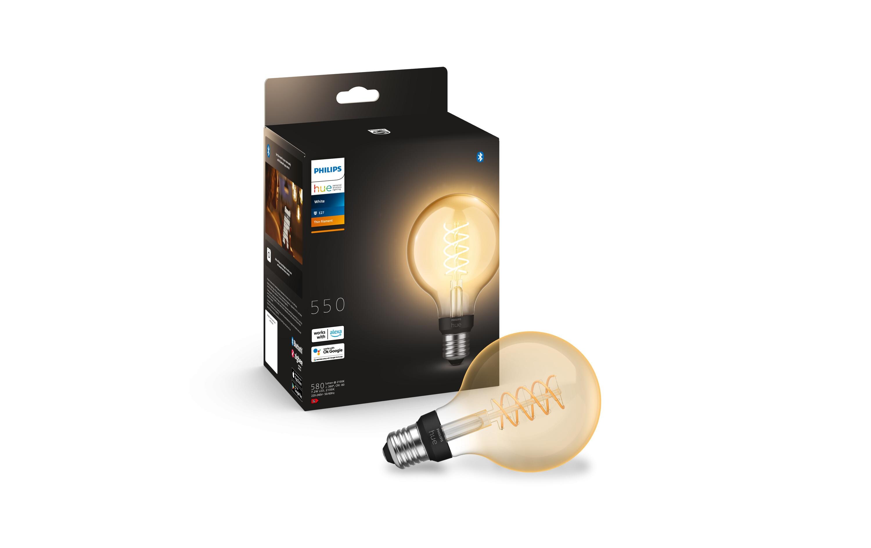 White E27 Einzelpack Globe Filament 550 lmFilament-Leuchtmittel mit E27 Sockel