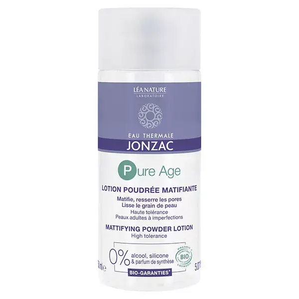 Loção em pó matificante orgânica Jonzac Thermal Water Pure Age 150ml