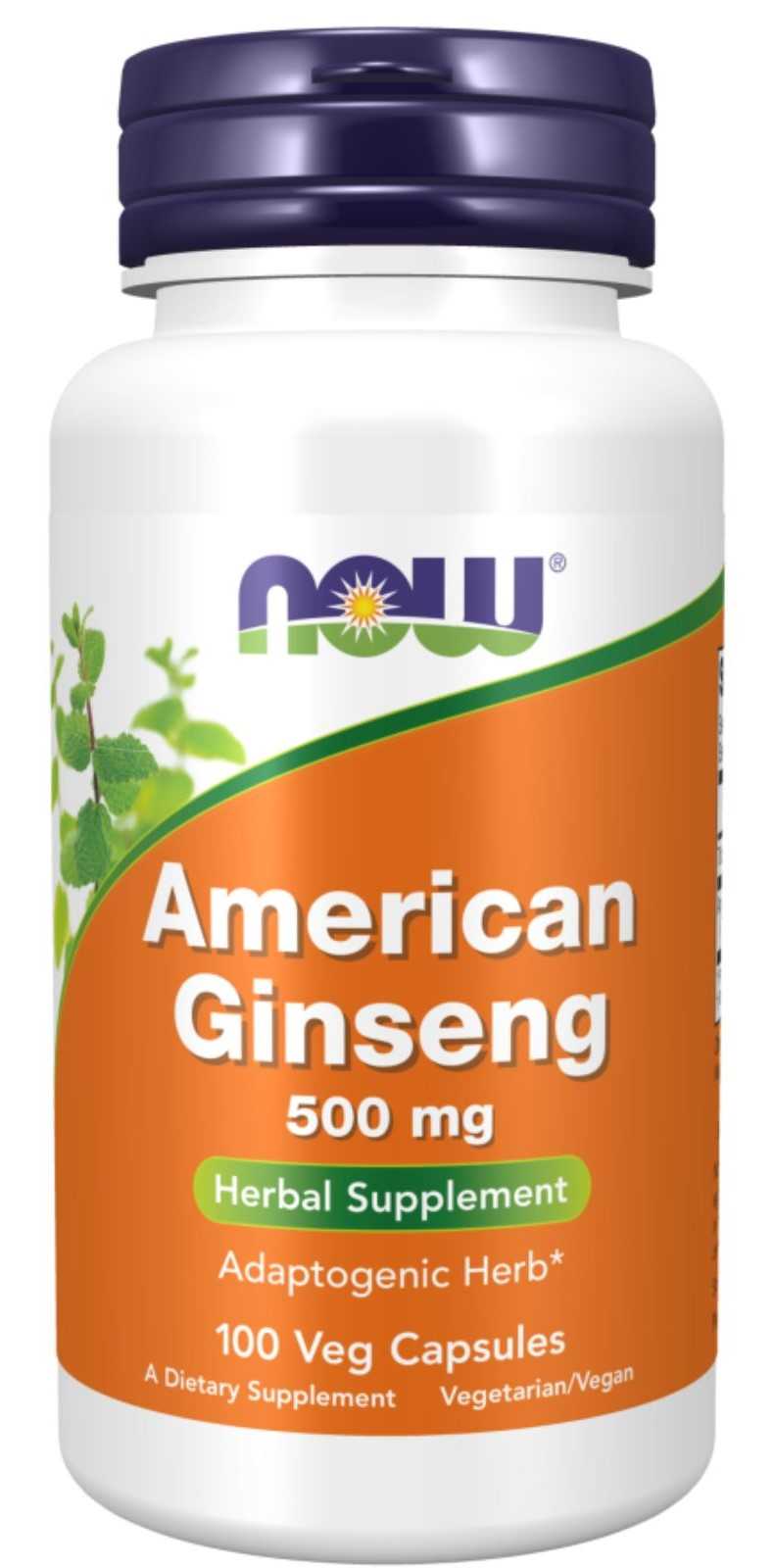 NOW Foods Ginseng Americano 500mg 100 cápsulas veganas