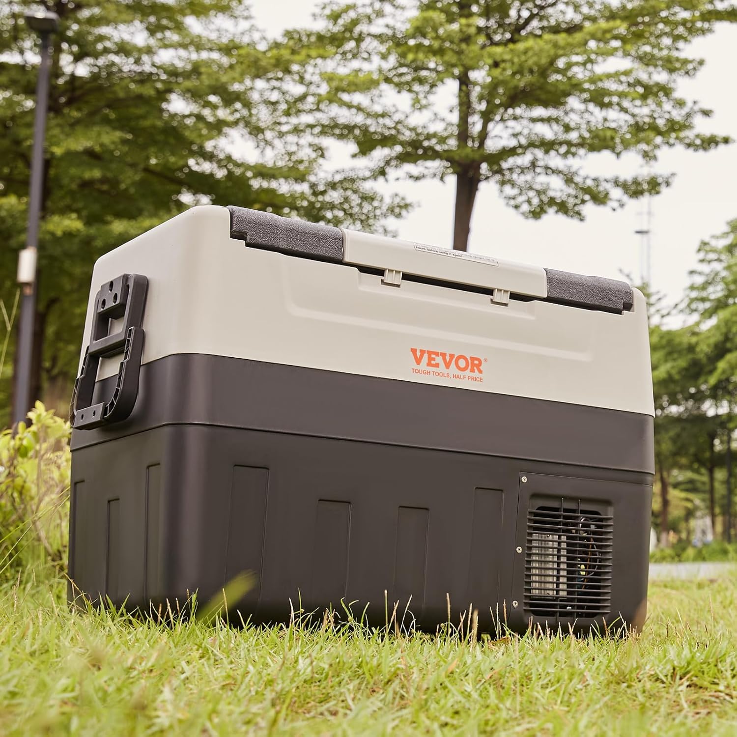 VEVOR Autokühlschrank, 35 Liter, Kompressor, tragbar, elektrisch, für Camping, mit Rädern, Doppelzone, 0,6 kW.h von -20 °C bis 10 °C, einstellbarer Thermo-Kühlschrank für Auto, LKW, Boot