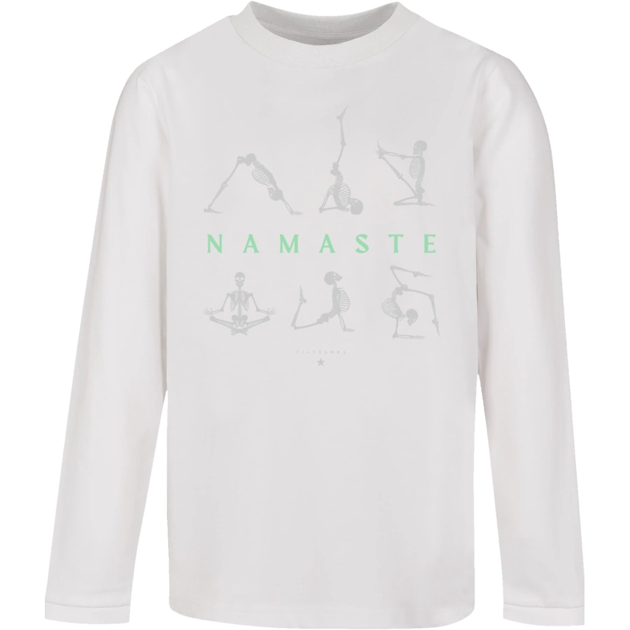 F4NT4STIC Longsleeve Shirt Namaste Yoga Skelett Halloween weiß