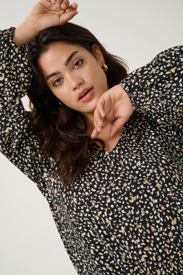 Kaffe Curve KCmalena Dress Black/white/gold print
