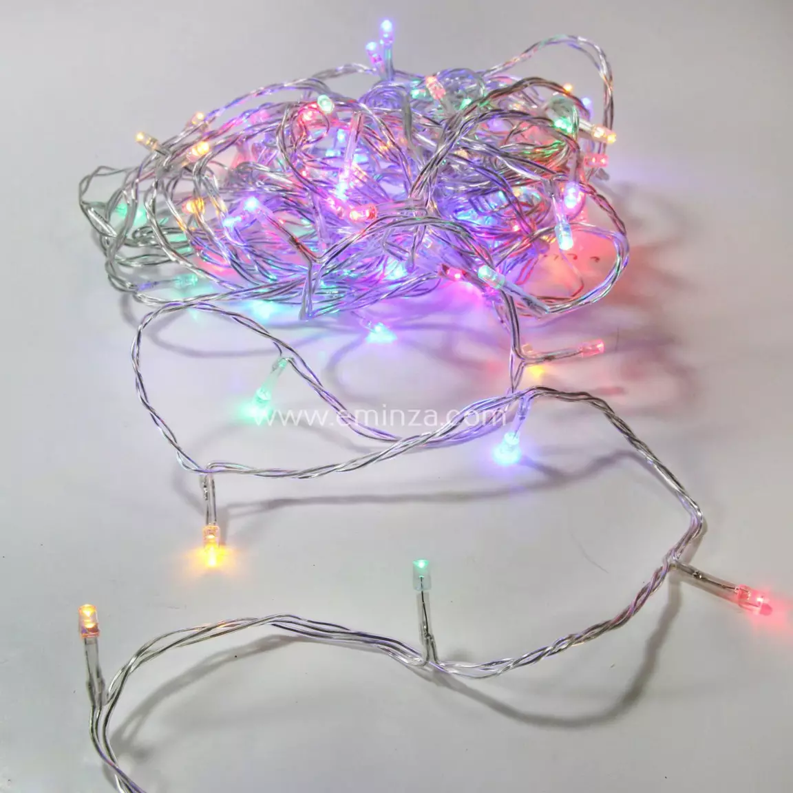 Guirlande lumineuse 10 m 100 LED câble transparent Timer Multicolore