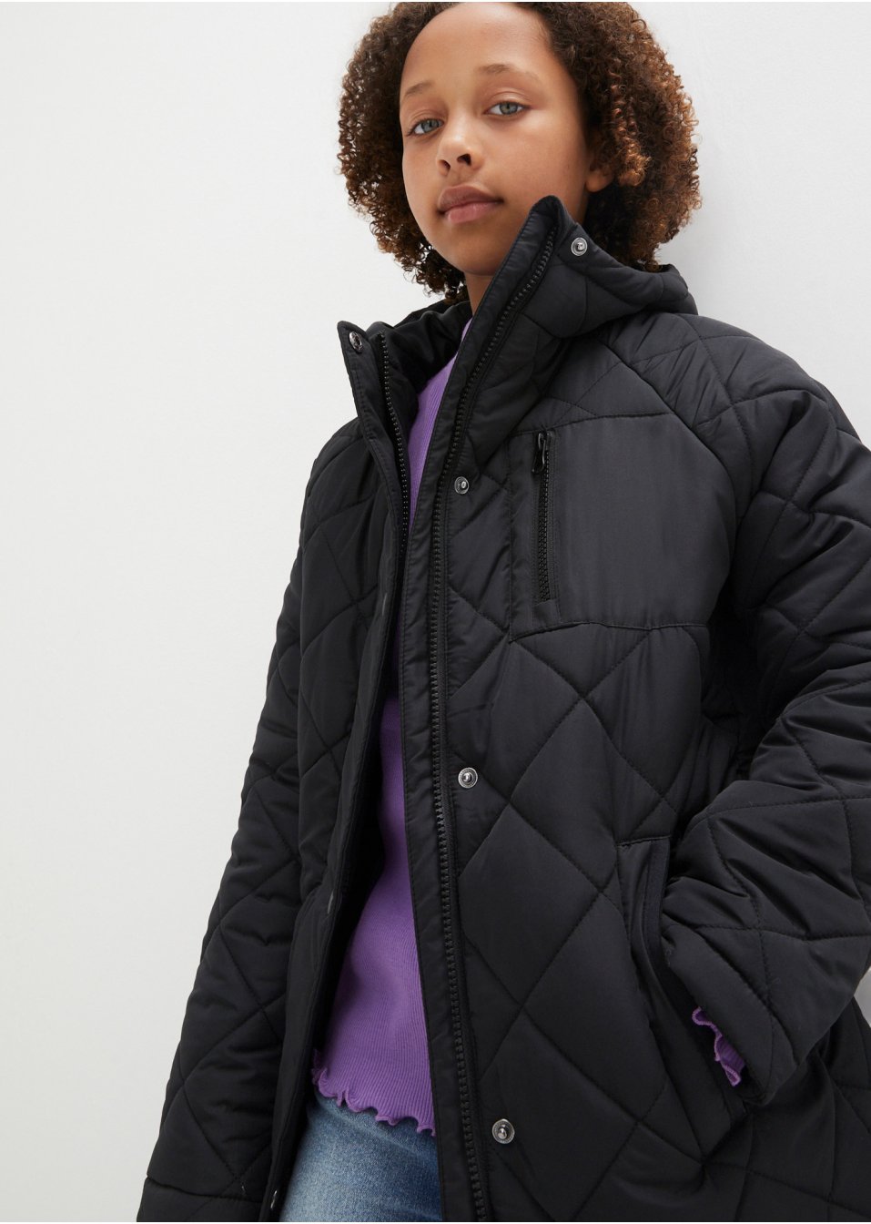 Veste mi-saison fille avec motif losange