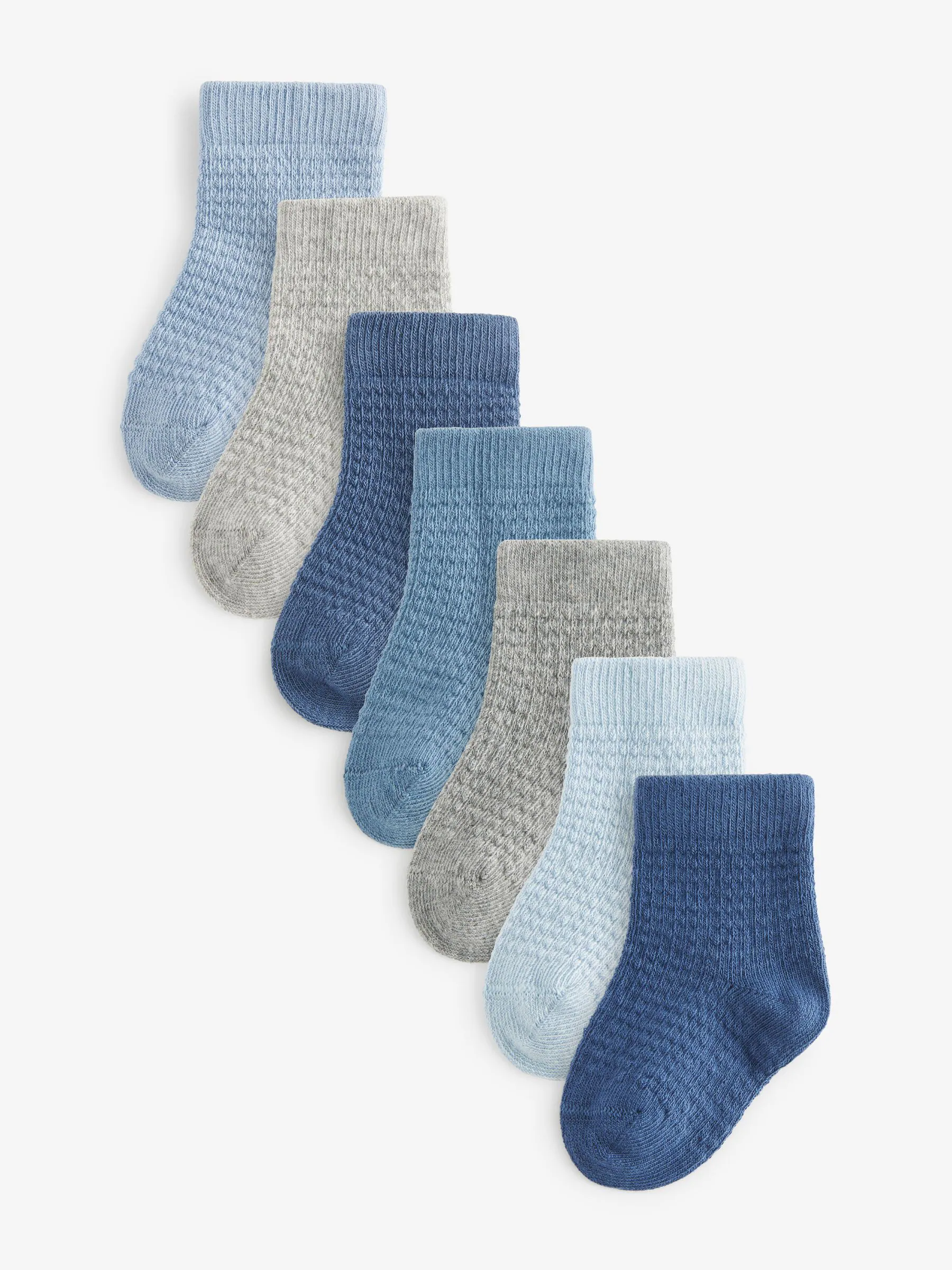 Blauw/grijs - Verpakking van 7 paar babysokken (0 mnd-2 jr)