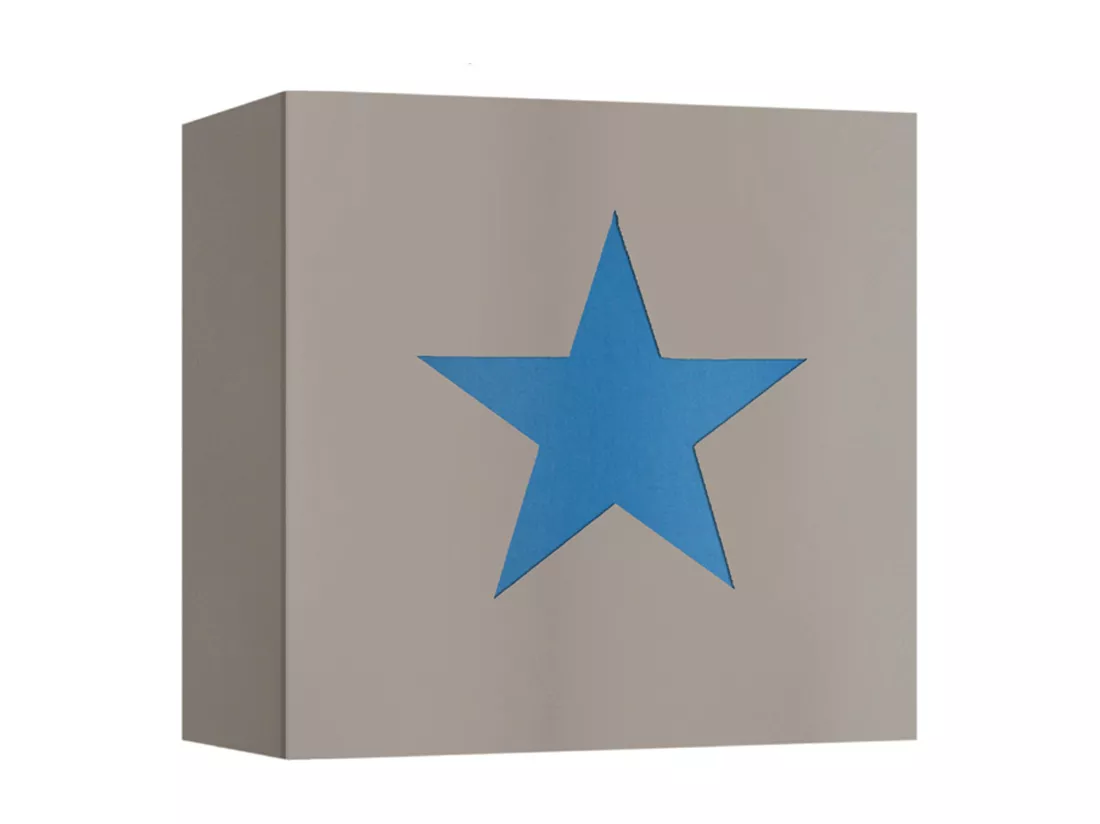 Applique enfant carré métal,etoileblue gris 10,5 cm.