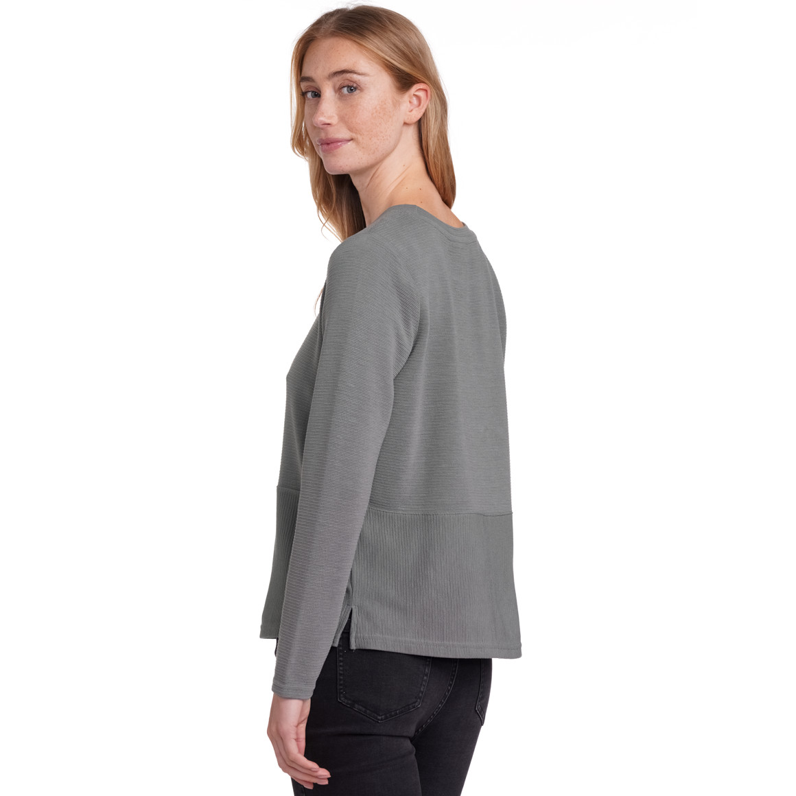 Gina Benotti Damen Langarmshirt in strukturierter Qualität grau