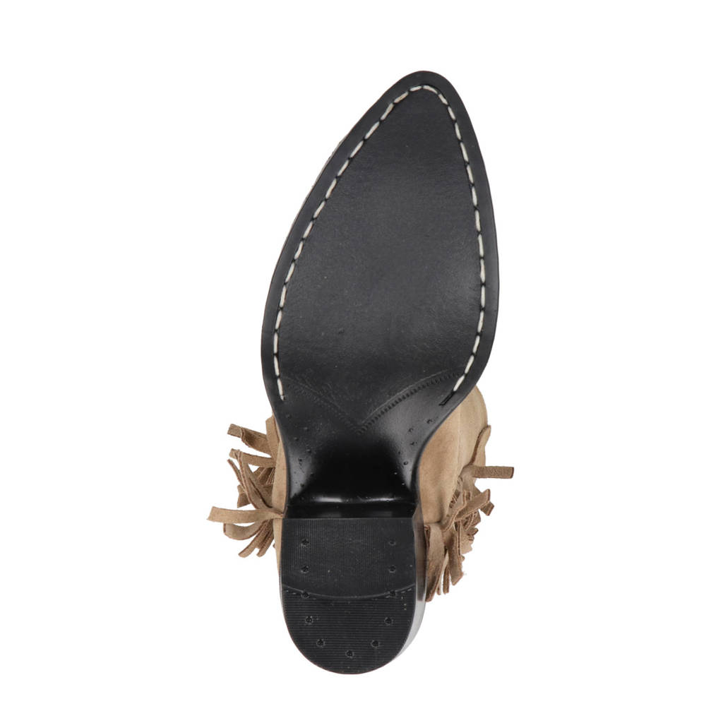 Bootstock suède cowboylaarzen met franjes beige