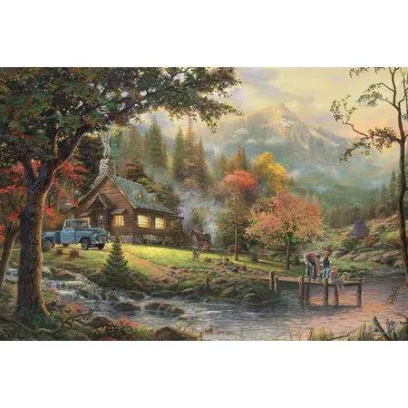 Schmidt Spiele Puzzle - Thomas Kinkade, Idylle am Fluss, 500 Teile