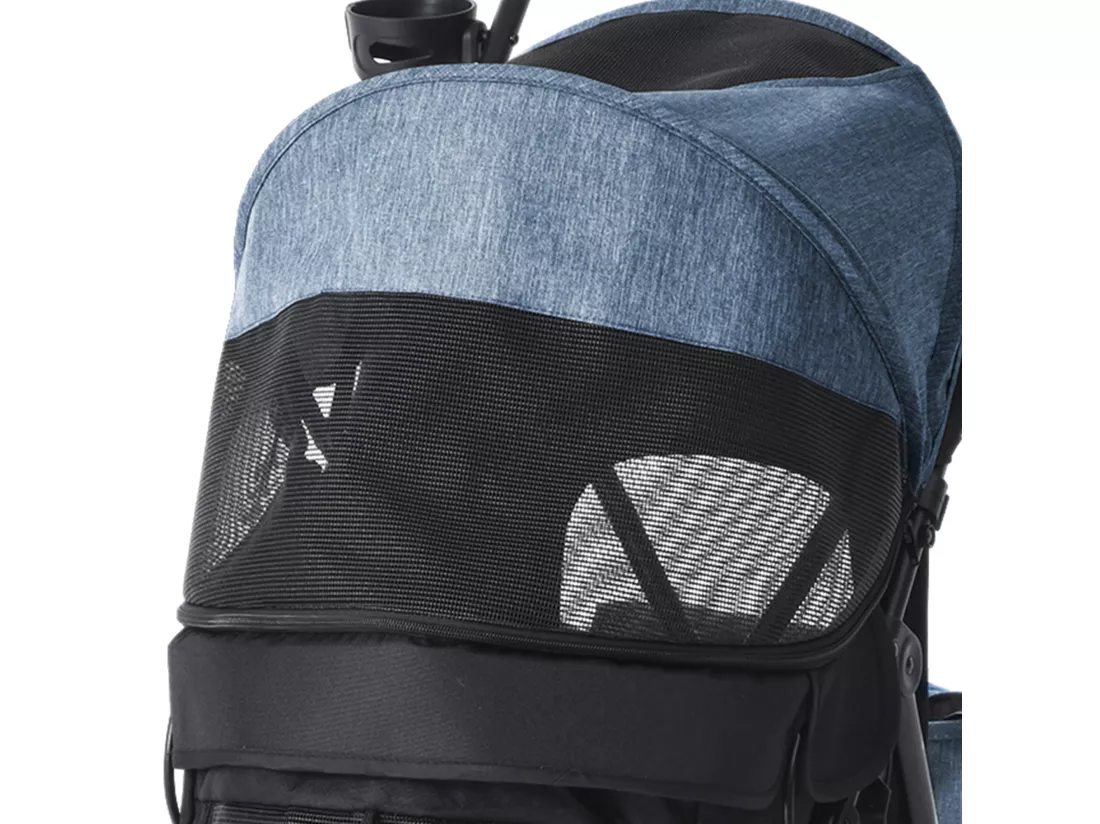 YITAHOME Poussette pour Chiens de Petite et Moyenne Taille - à 4 Roues avec Bretelles - Pliable - Porte-Gobelet - Bleu Marine