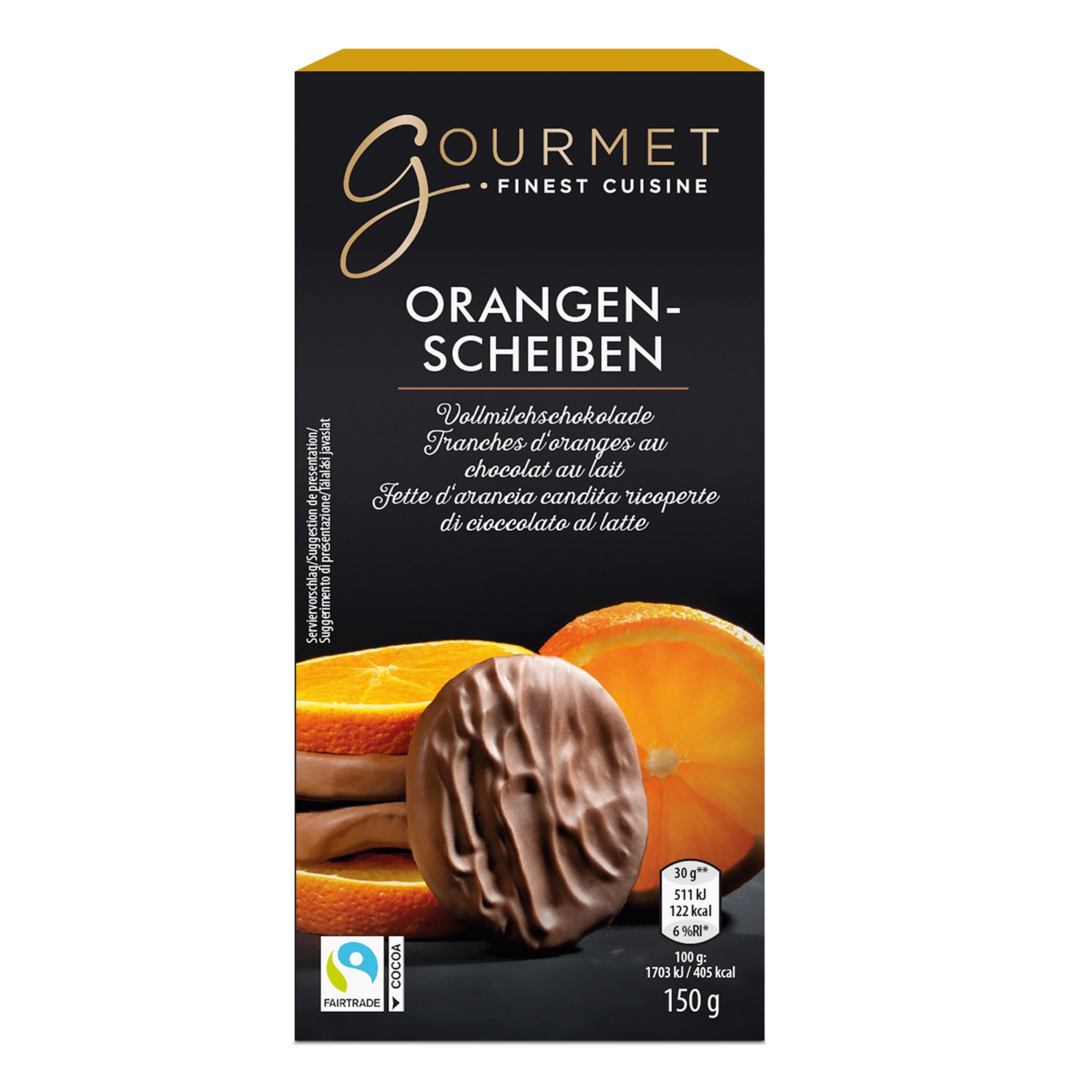 GOURMET Orangenscheiben in Schokolade, Vollmilch 150 g