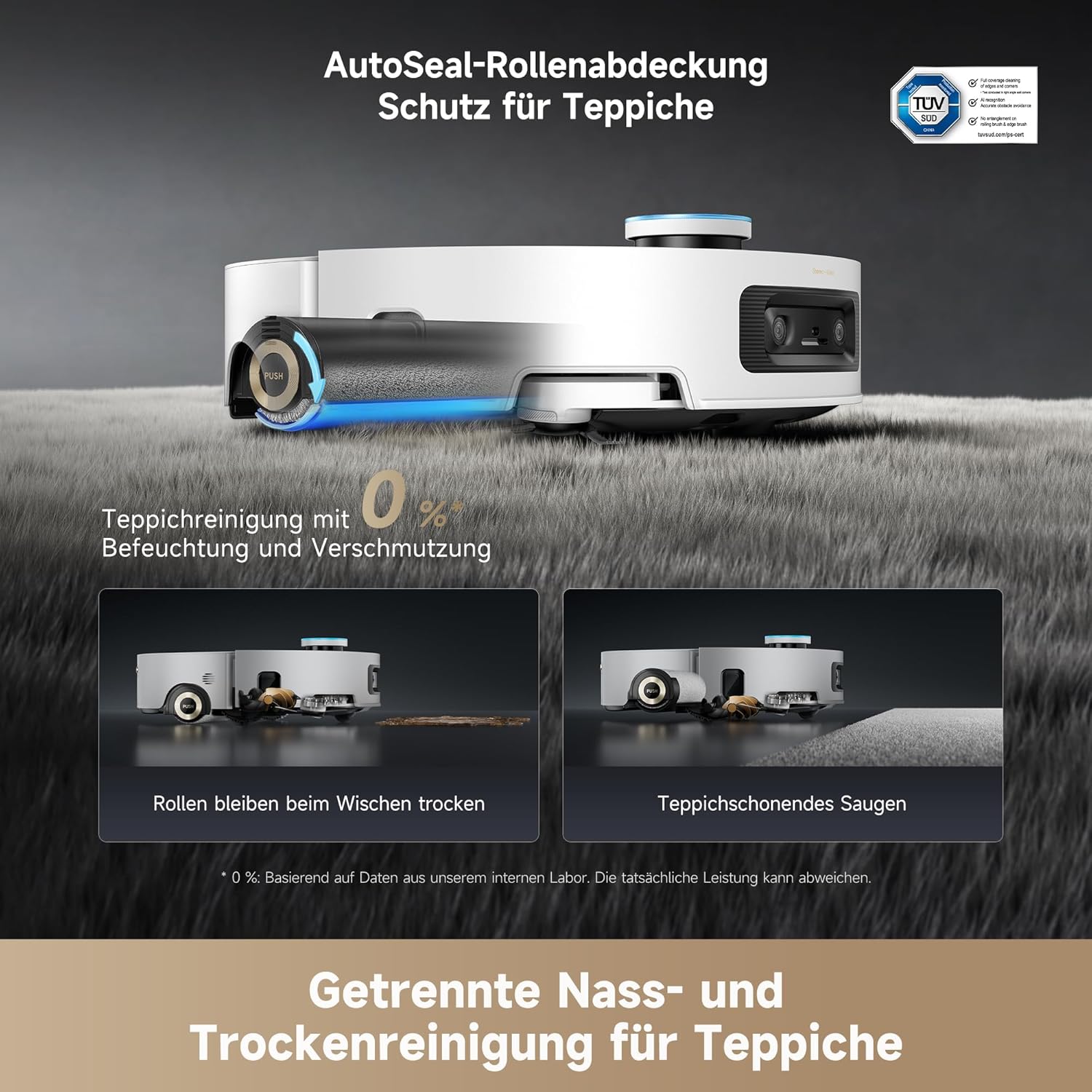 dreame Aqua10 Ultra Roller Complete Saugroboter mit Wischfunktion, 30.000Pa Saugkraft, 8 cm Hindernisfreiheit, Selbstreinigung der Rollen, automatisches Entleeren, intelligente Sprachsteuerung
