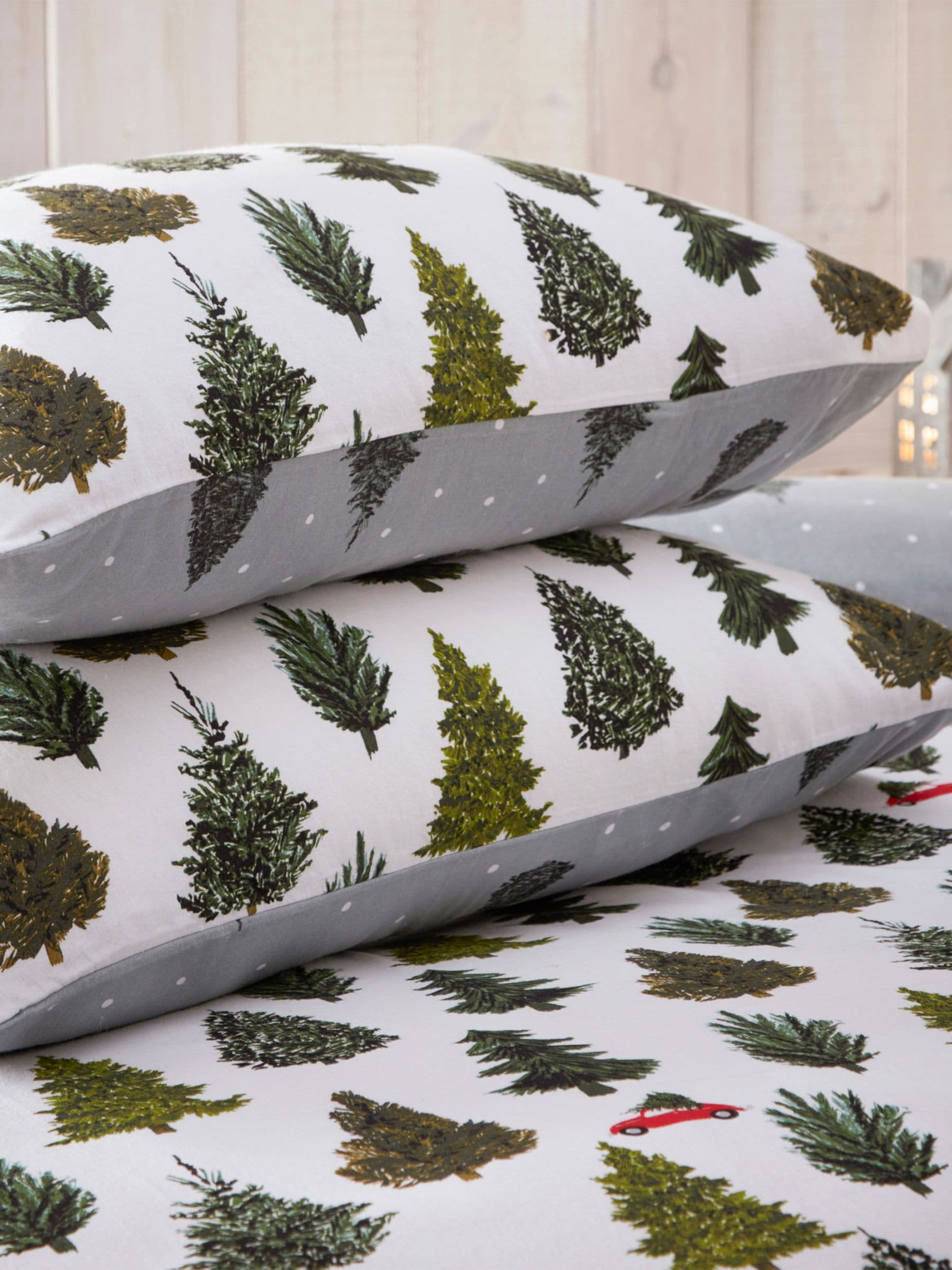 Furn Reversible Supersoft 100% Brushed Cotton Evergreen Christmas Duvet Cover Set