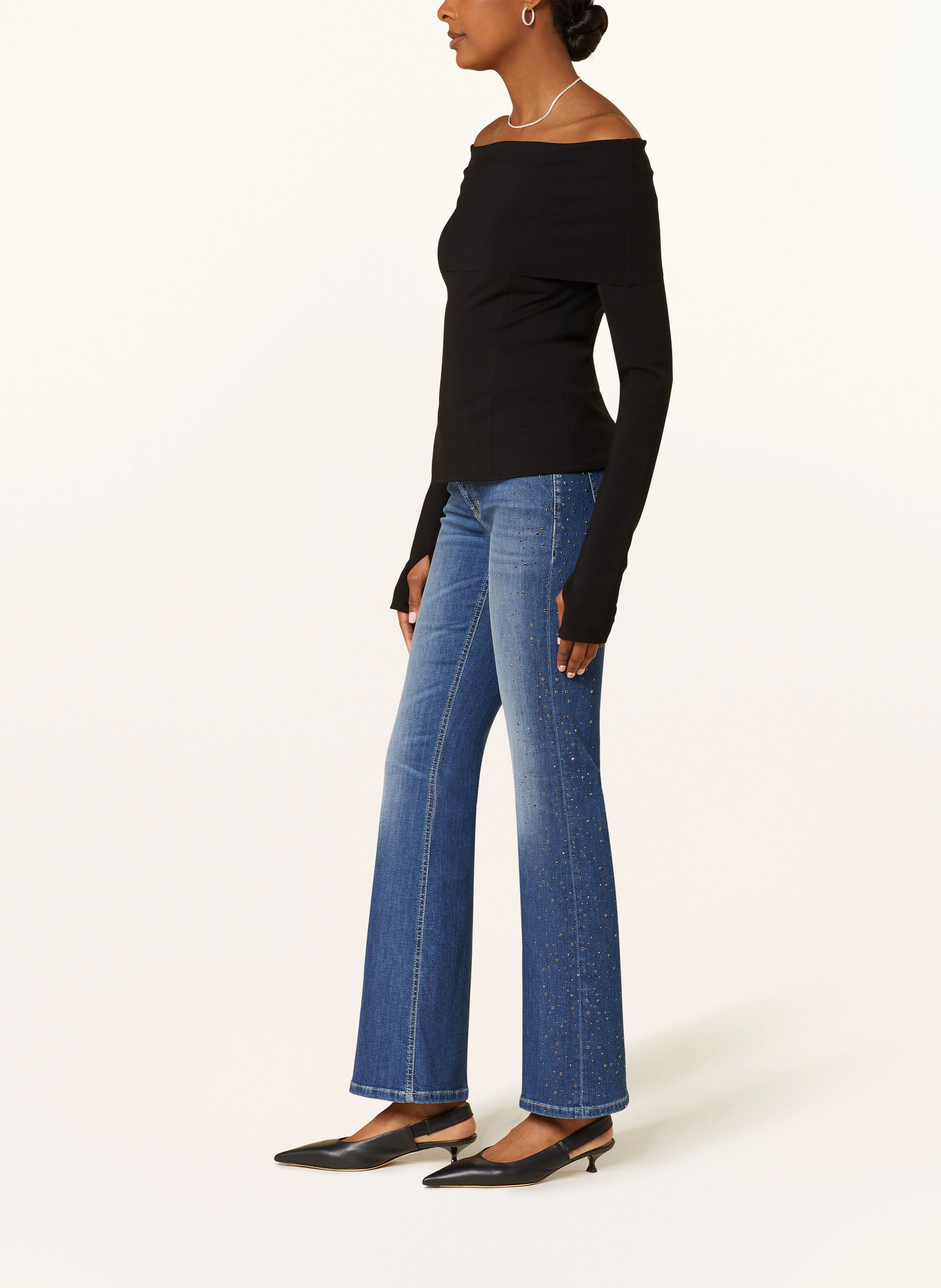 CAMBIO Flared Jeans PARIS mit Schmucksteinen
