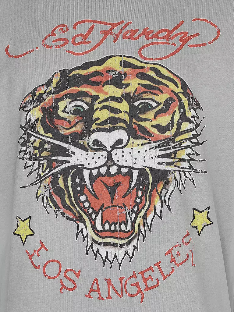ED HARDY T-Shirt TIGER VINTAGE hellgrau