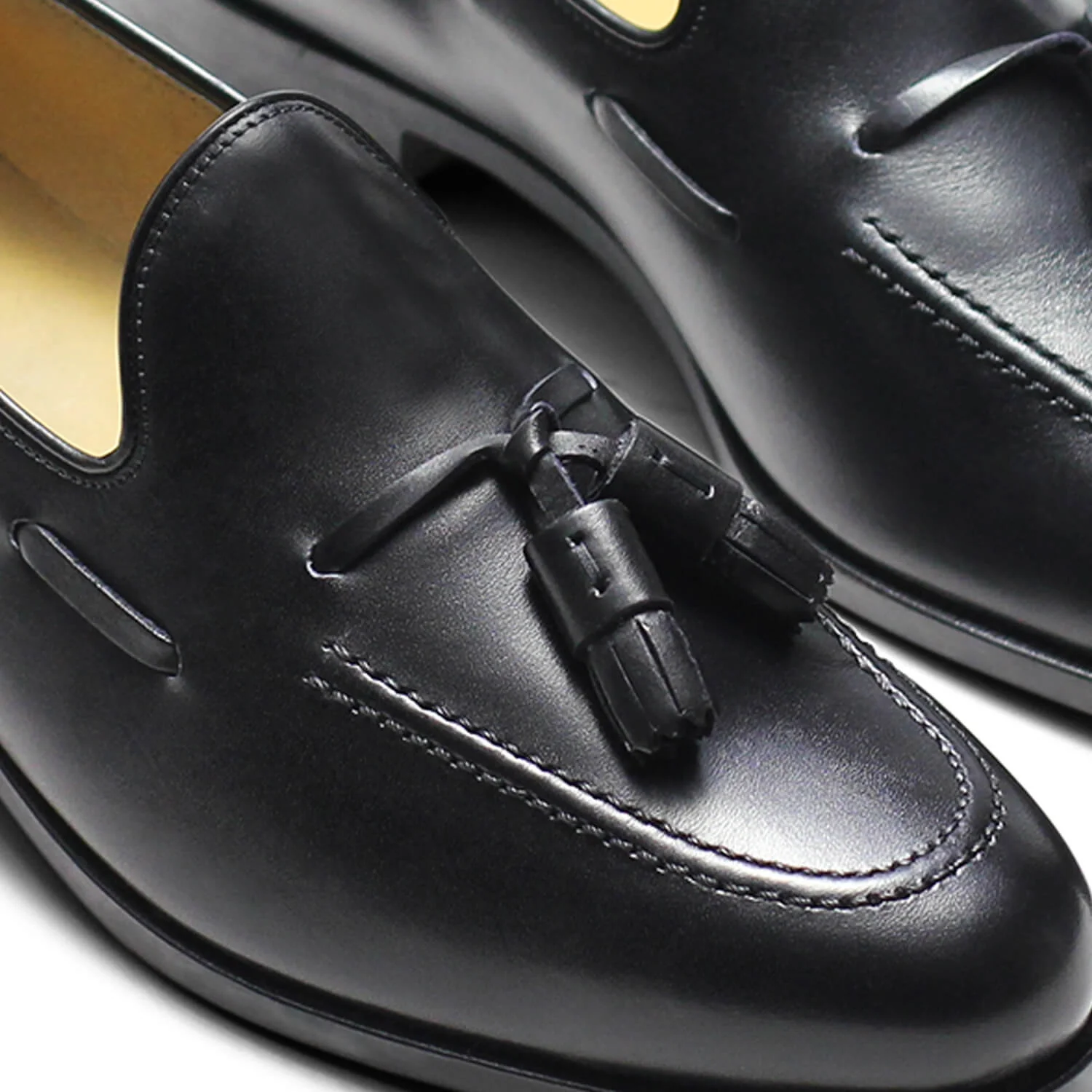 Micky-Mocassin à glands en cuir noir