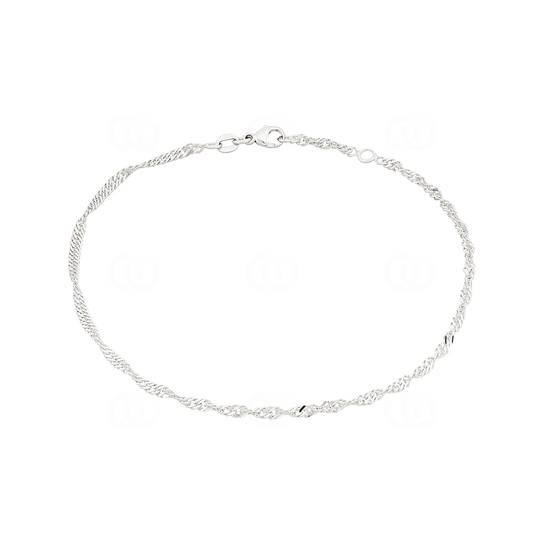 Fusskette Singapur 750/18 K Weissgold 2.4mm - 24cm