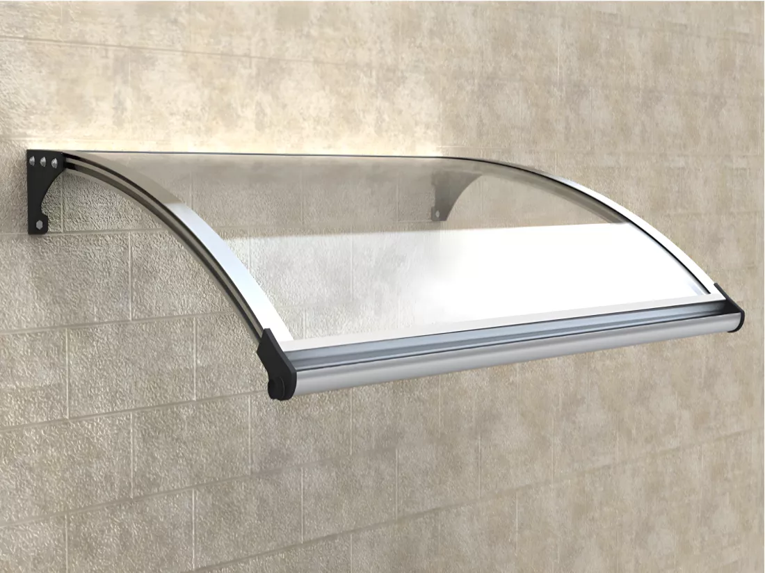Auvent de porte en aluminium 120 x 100 cm courbé avec leds NEONED