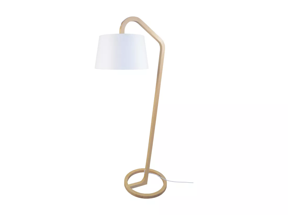 Lampadaire arqué bois naturel 162 cm.