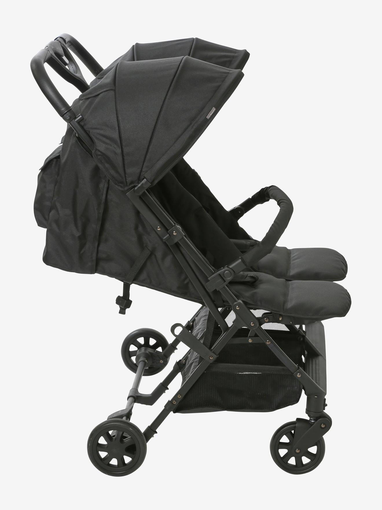 Carrinho de bebê duplo Spica Vertbaudet, preto