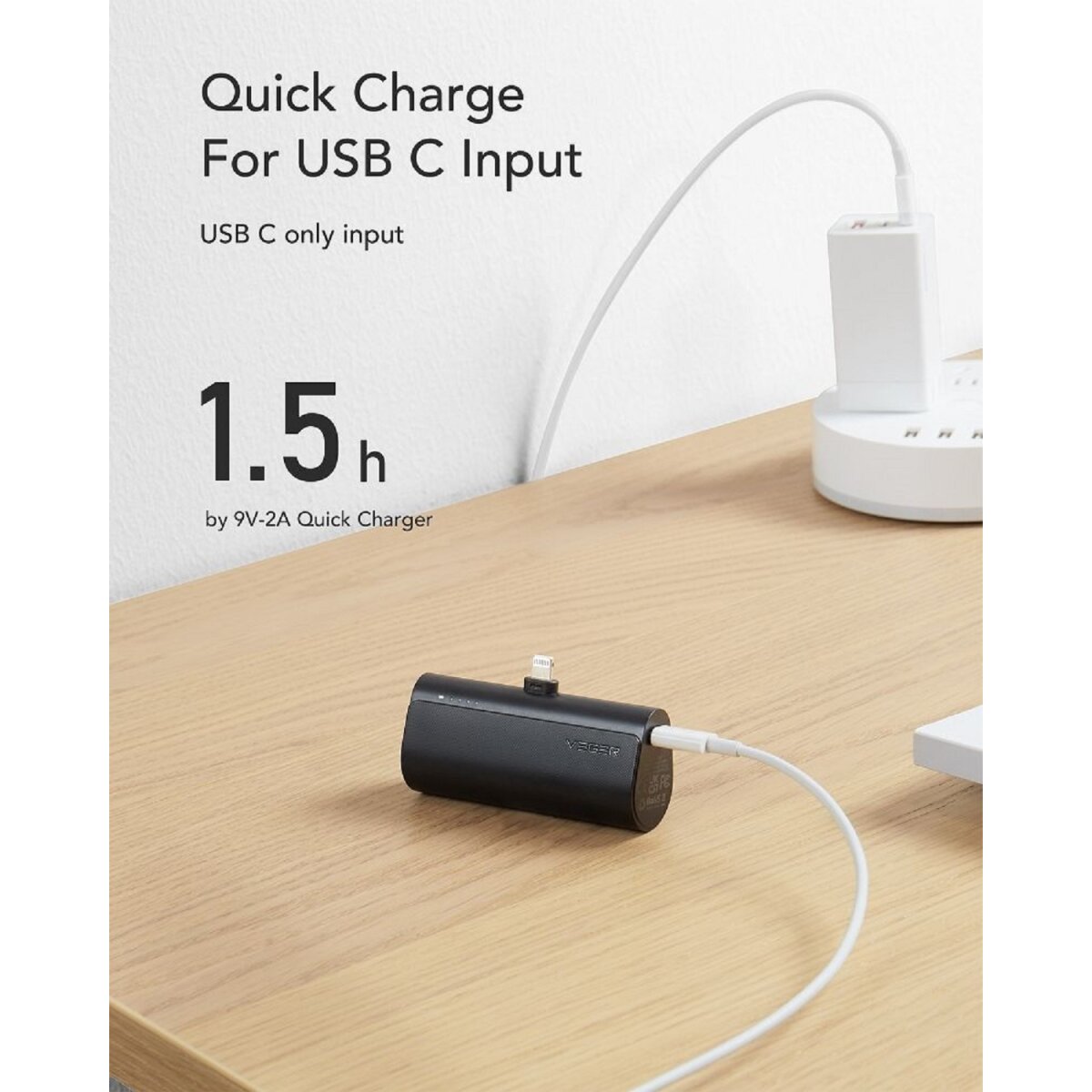 Power Bank PlugOn - 5000mAh mit Build Connector für iPhone