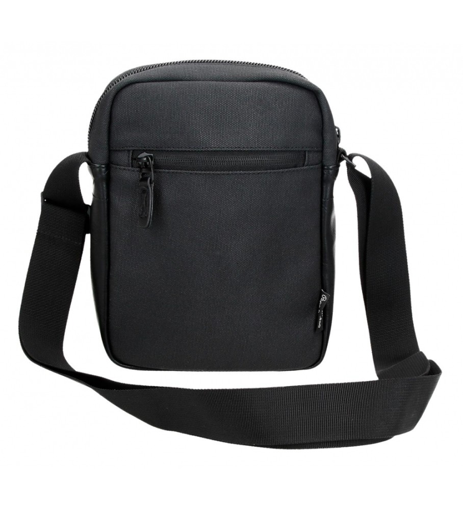 Bolsa de ombro média Pepe Jeans em tons de cinza e preto.