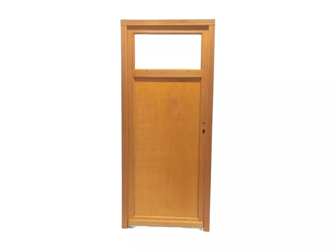 Porte De Service Bois Vitree Pagos, H,215xl,90 P,gauche + Poignee Et Barillet (ref 01245f924) Cotes Tableau Gd Menuiseries