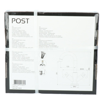 Absolut Post 2-knops wastafelkraan Zwart